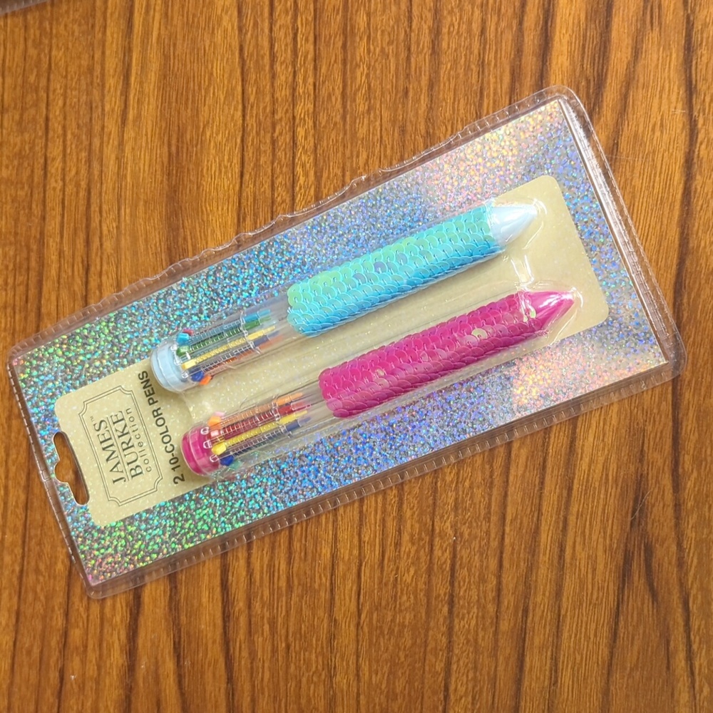 James Burke Pens ASMR 2 10-color pens Bleu and pink sequin New school supplies
